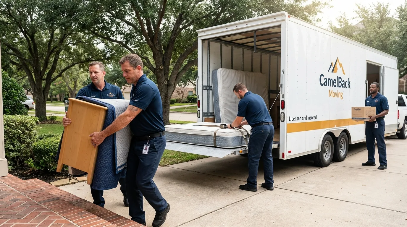 Crew loading residential truck for cross-state move from Enigma, GA